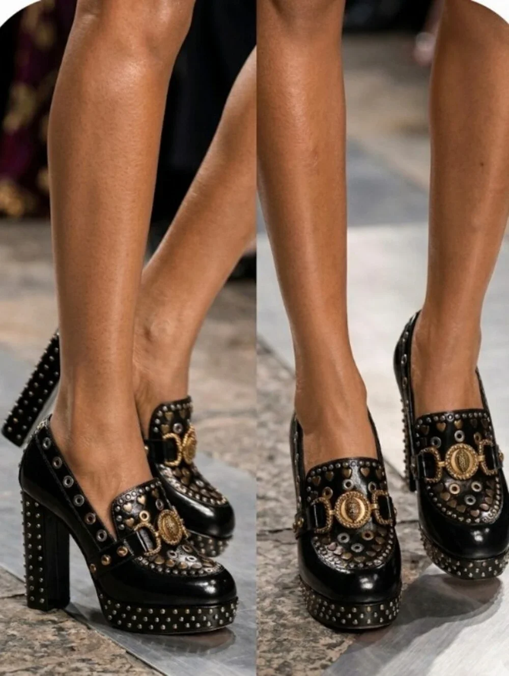 Kurt Geiger Size (42) Mansion Loafer Platform Whimsical Black Patent Studded New